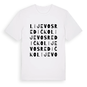 Lijevo Sredičko ordlek t-shirt – ekologisk bomull t-shirt från Pinshirt