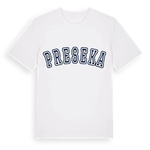 Preseka college t-shirt – ekologisk bomull t-shirt från Pinshirt