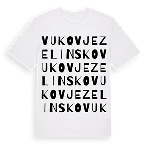 Vukovje Zelinsko ordlek t-shirt – ekologisk bomull t-shirt från Pinshirt