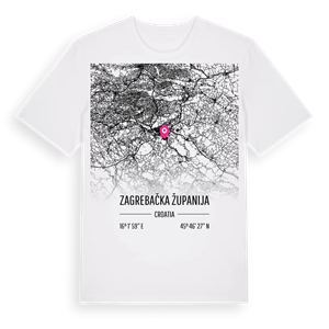 Zagrebačka županija karta t-shirt – ekologisk bomull t-shirt från Pinshirt