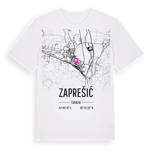 Zaprešić karta t-shirt – ekologisk bomull t-shirt från Pinshirt
