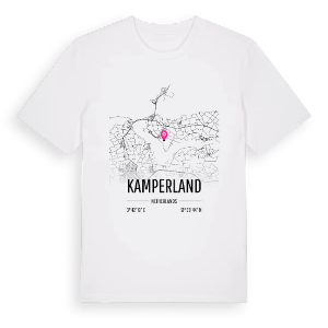 Kamperland karta t-shirt – ekologisk bomull t-shirt från Pinshirt