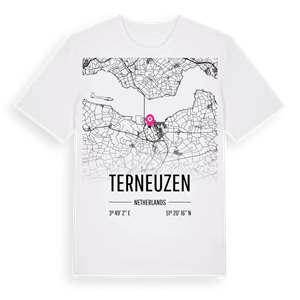 Terneuzen karta t-shirt – ekologisk bomull t-shirt från Pinshirt