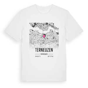 Terneuzen karta t-shirt – ekologisk bomull t-shirt från Pinshirt