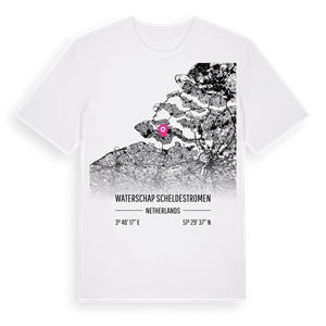 Waterschap Scheldestromen karta t-shirt – ekologisk bomull t-shirt från Pinshirt