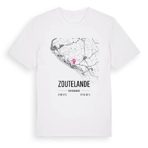 Zoutelande karta t-shirt – ekologisk bomull t-shirt från Pinshirt