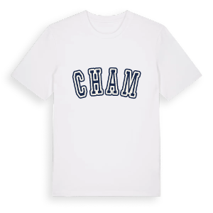 Cham college t-shirt – ekologisk bomull t-shirt från Pinshirt