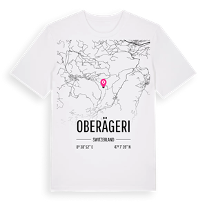 Oberägeri karta t-shirt – ekologisk bomull t-shirt från Pinshirt