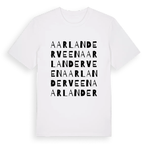 Aarlanderveen ordlek t-shirt – ekologisk bomull t-shirt från Pinshirt