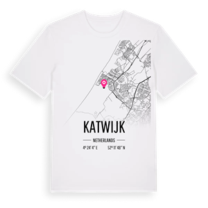 Katwijk karta t-shirt – ekologisk bomull t-shirt från Pinshirt