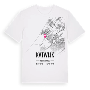 Katwijk karta t-shirt – ekologisk bomull t-shirt från Pinshirt