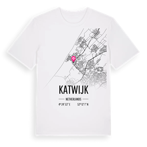 Katwijk karta t-shirt – ekologisk bomull t-shirt från Pinshirt