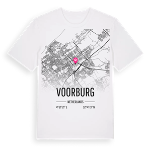 Voorburg karta t-shirt – ekologisk bomull t-shirt från Pinshirt