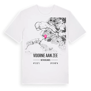 Voorne aan Zee karta t-shirt – ekologisk bomull t-shirt från Pinshirt