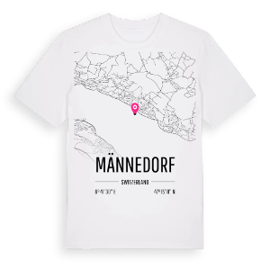 Männedorf karta t-shirt – ekologisk bomull t-shirt från Pinshirt