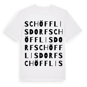 Schöfflisdorf ordlek t-shirt – ekologisk bomull t-shirt från Pinshirt