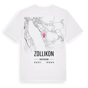 Zollikon karta t-shirt – ekologisk bomull t-shirt från Pinshirt