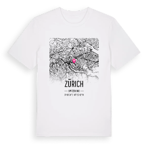 Zürich karta t-shirt – ekologisk bomull t-shirt från Pinshirt
