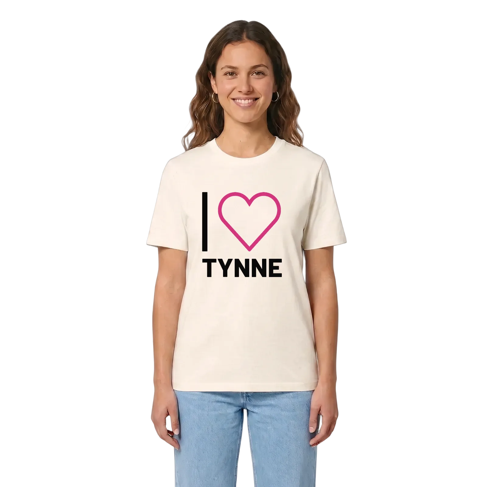 Jag älskar Tynne t-shirt stort tryck – Vintage White, i miljö