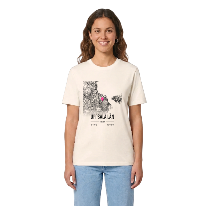 Uppsala län karta t-shirt – t-shirt från PinShirt