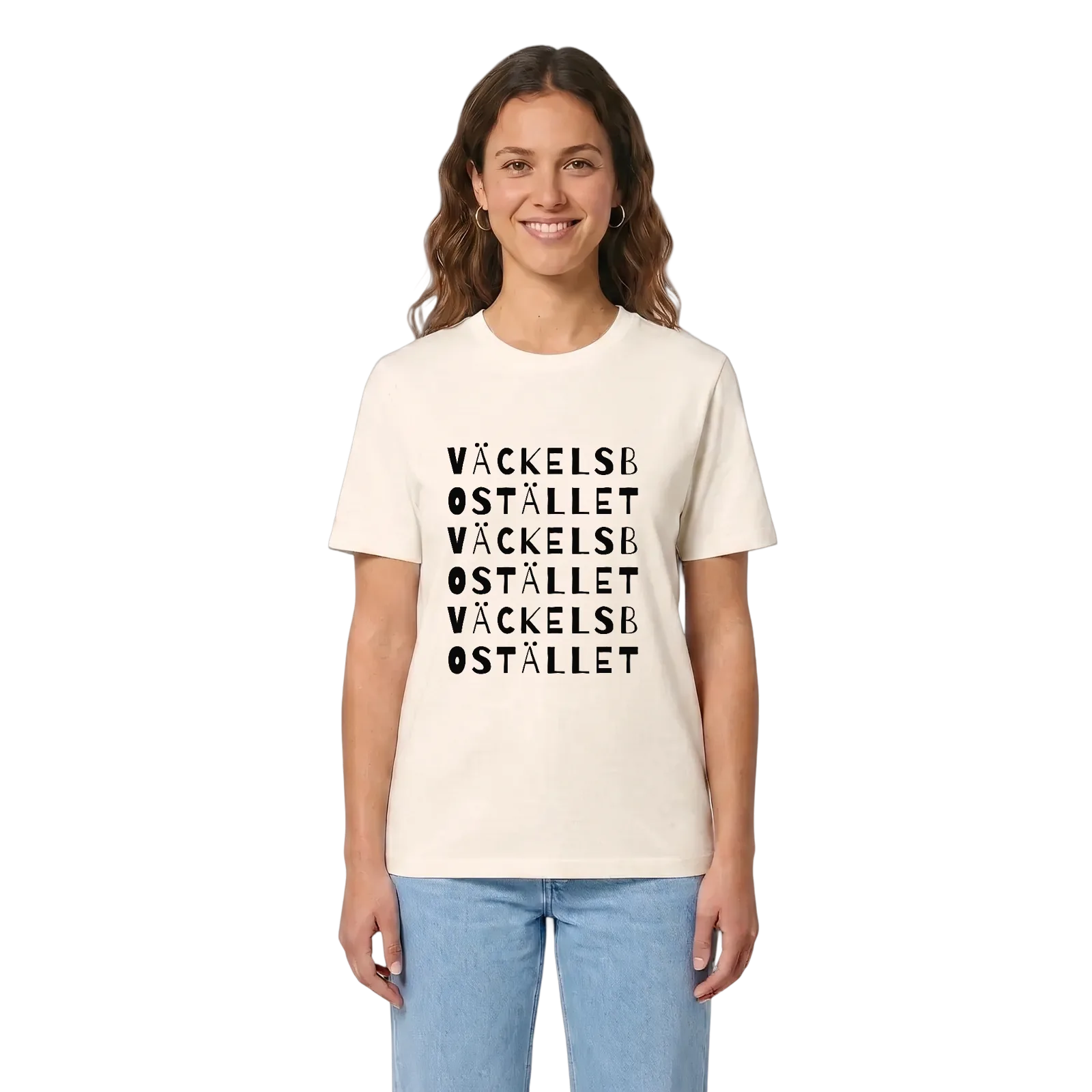 Väckelsbostället ordlek t-shirt – Vintage White, i miljö