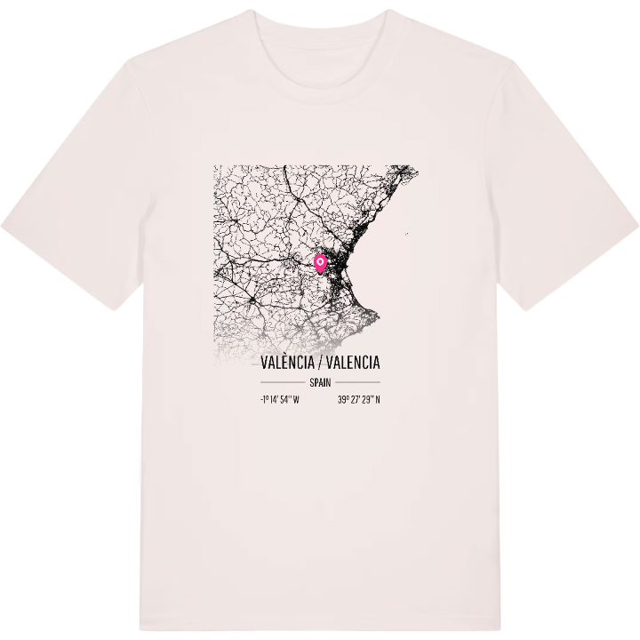 València / Valencia karta t-shirt – t-shirt från PinShirt