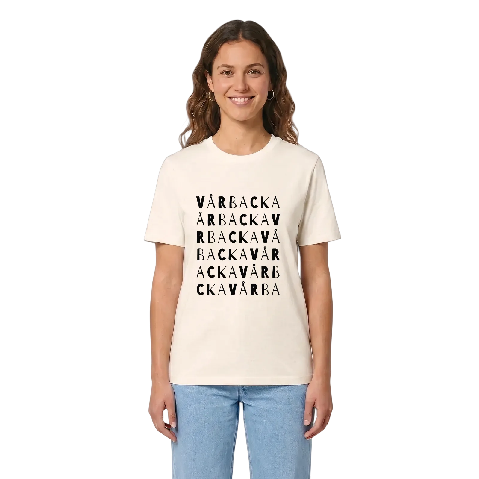 Vårbacka ordlek t-shirt – Vintage White, i miljö
