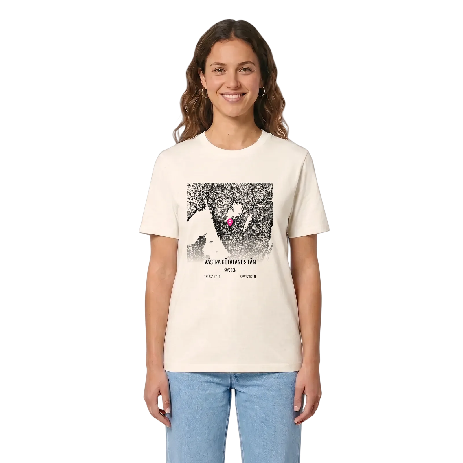 Västra Götalands län karta t-shirt – Vintage White, i miljö