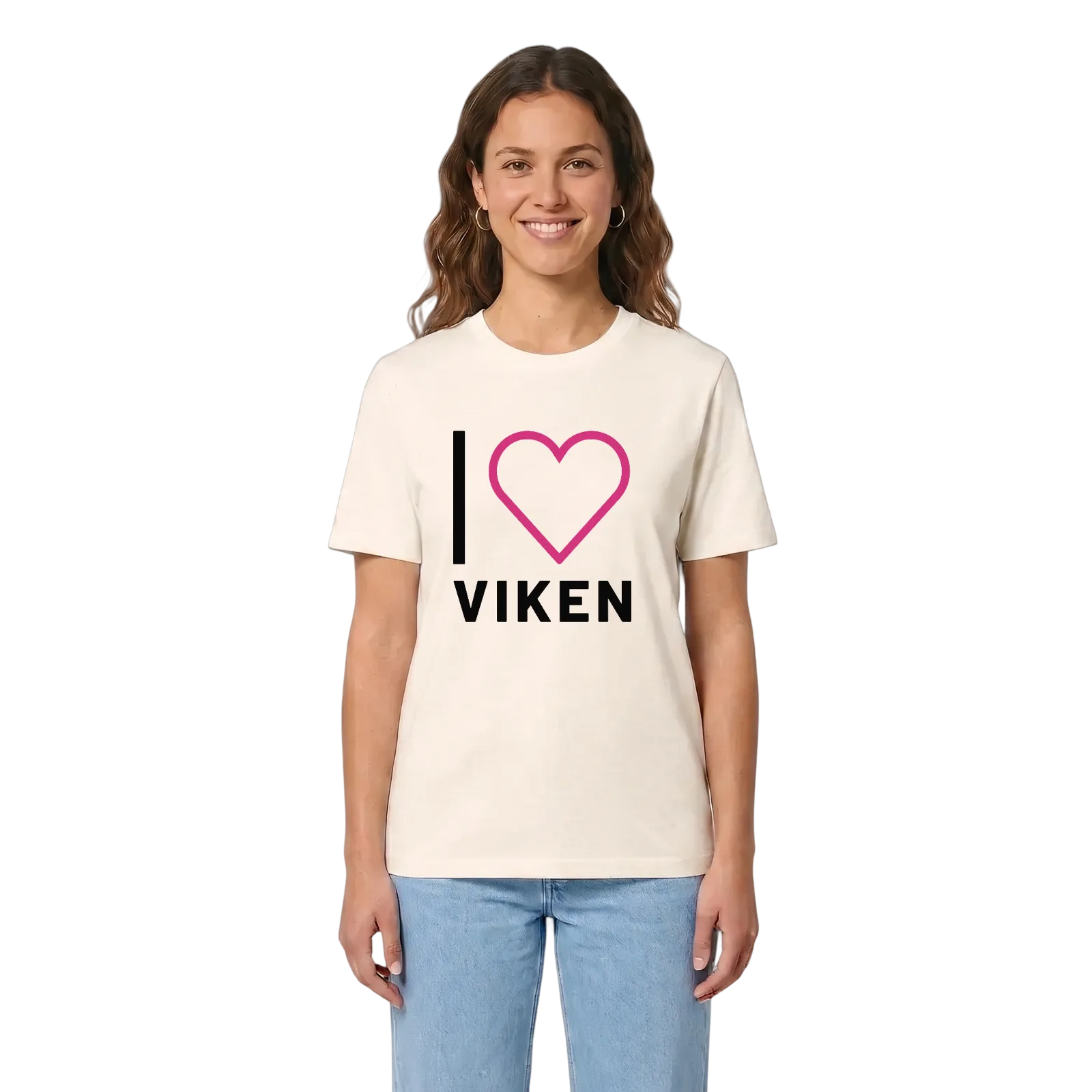 Jag älskar Viken t-shirt stort tryck – Vintage White, i miljö
