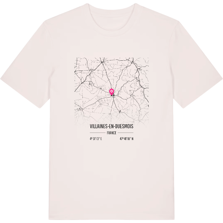 Villaines-en-Duesmois karta t-shirt – t-shirt från PinShirt