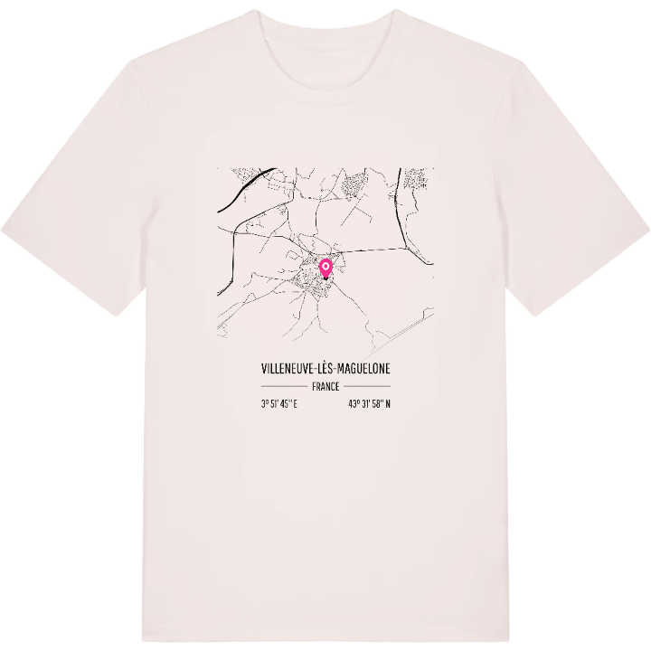 Villeneuve-lès-Maguelone karta t-shirt – t-shirt från PinShirt