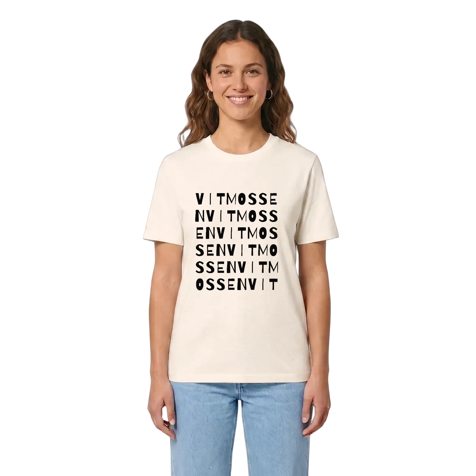 Vitmossen ordlek t-shirt – Vintage White, i miljö