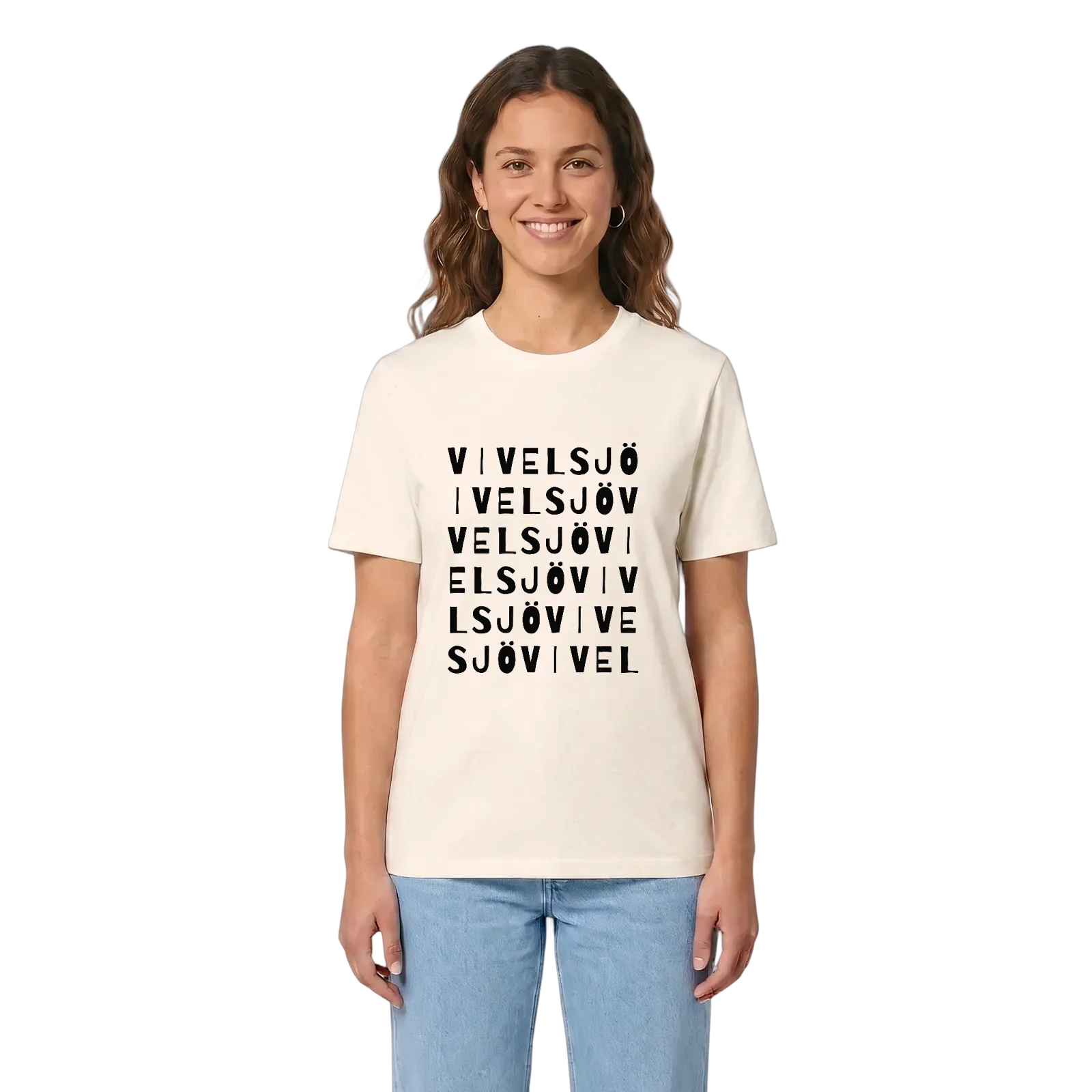 Vivelsjö ordlek t-shirt – Vintage White, i miljö
