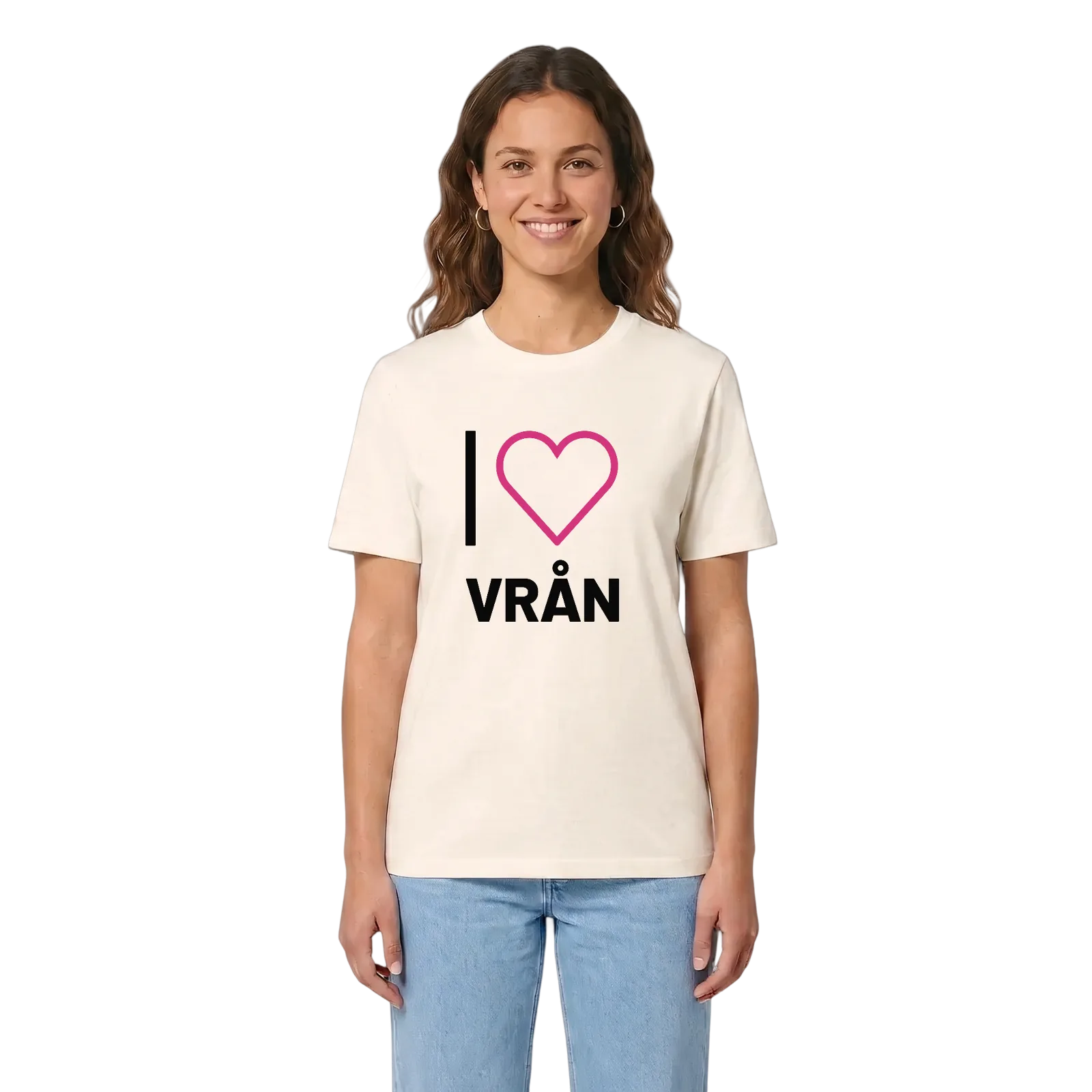 Jag älskar Vrån t-shirt stort tryck – Vintage White, i miljö