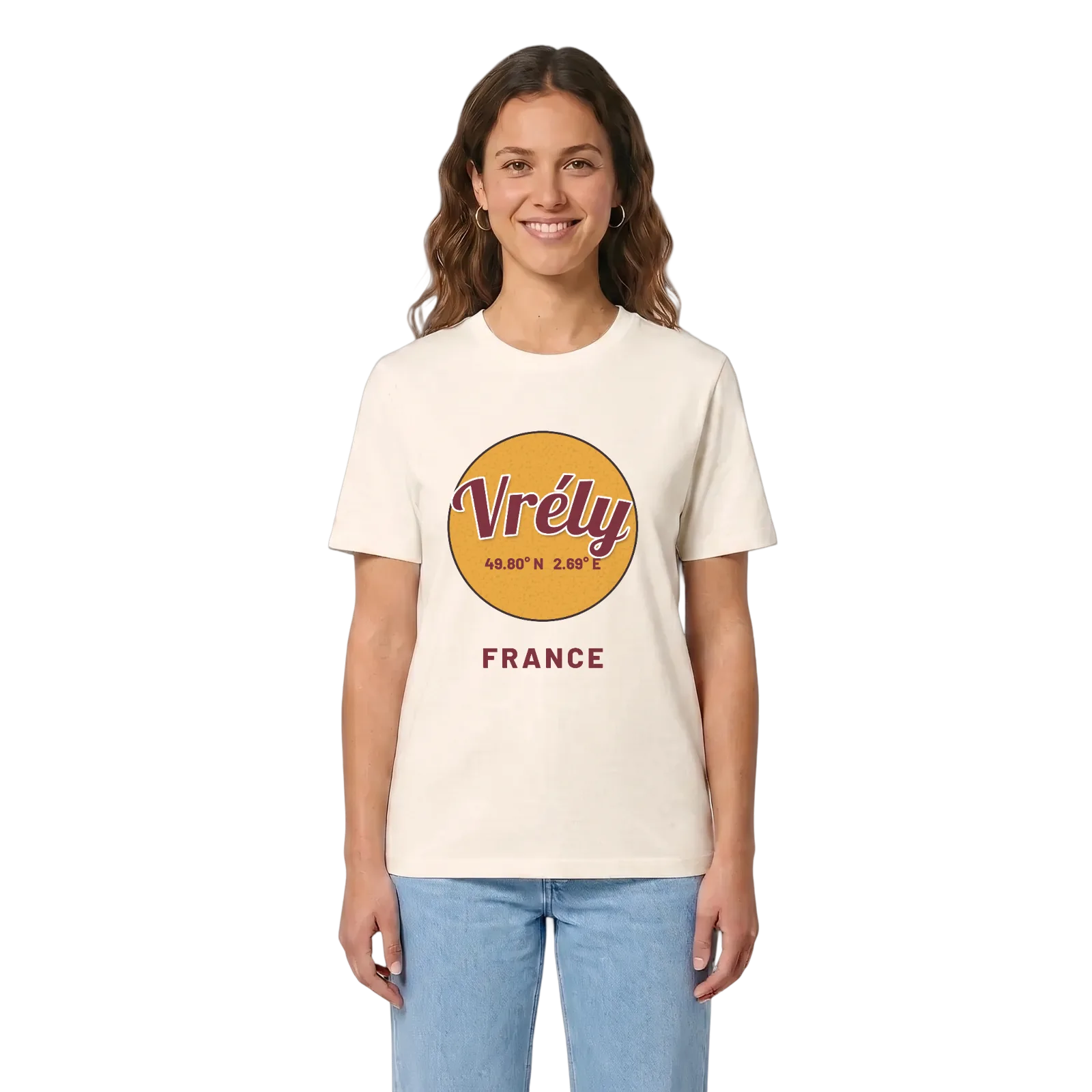 Vrély cirkel t-shirt – Vintage White, i miljö