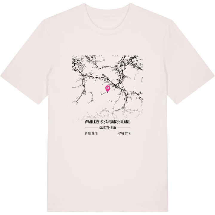 Wahlkreis Sarganserland karta t-shirt – t-shirt från PinShirt