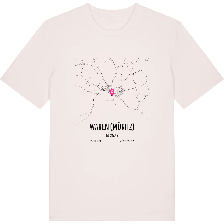 Waren (Müritz) karta t-shirt – t-shirt från PinShirt