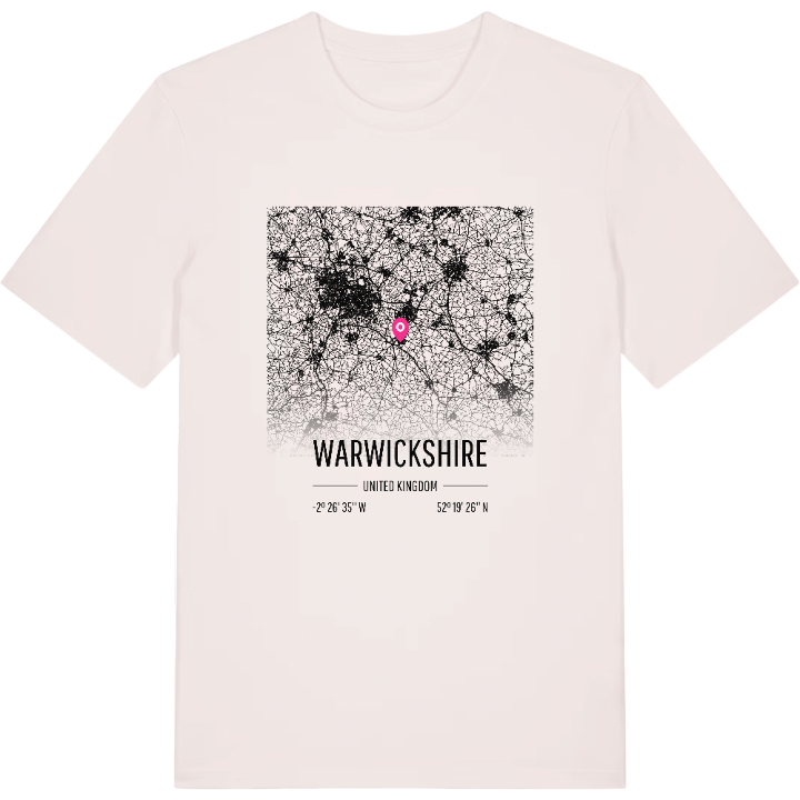 Warwickshire karta t-shirt – t-shirt från PinShirt