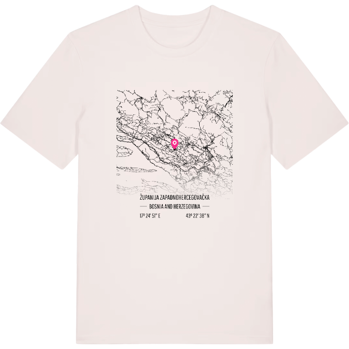 Županija zapadnohercegovačka karta t-shirt – t-shirt från PinShirt