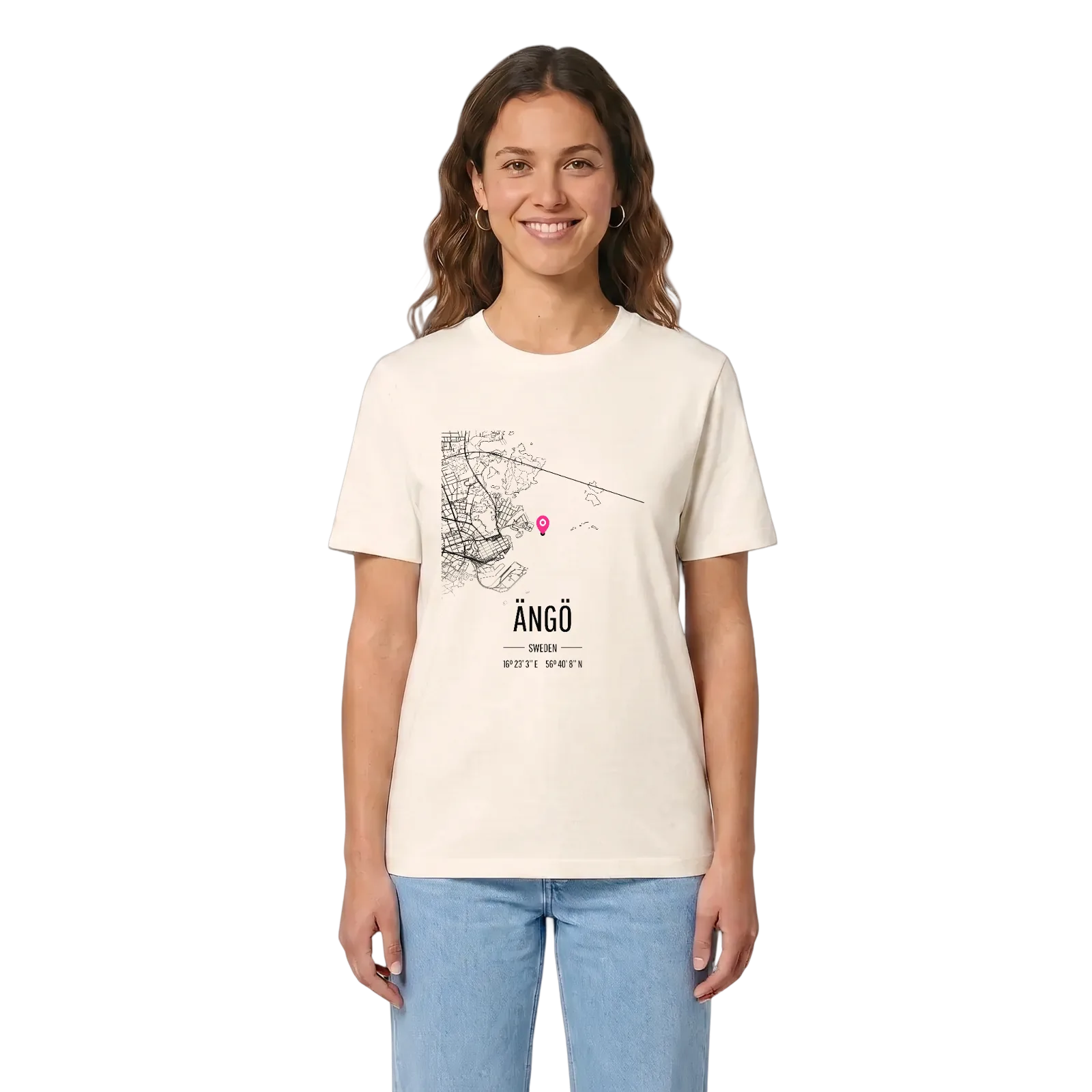 Ängö karta t-shirt – Vintage White, i miljö