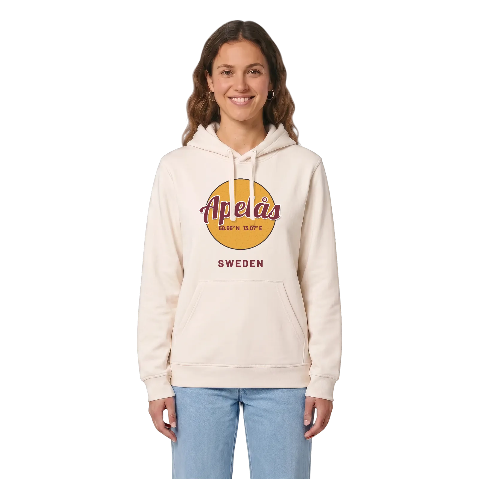Apelås cirkel hoodie – Vintage White, i miljö