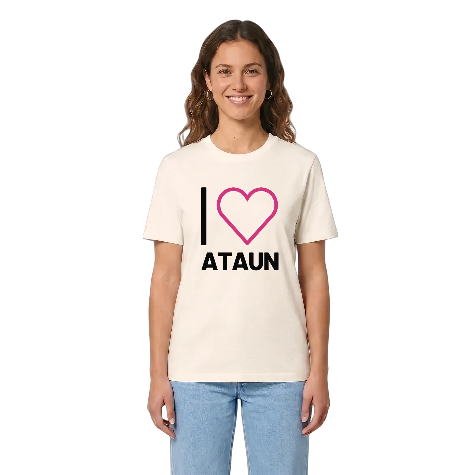 Jag älskar Ataun t-shirt stort tryck – Vintage White, i miljö