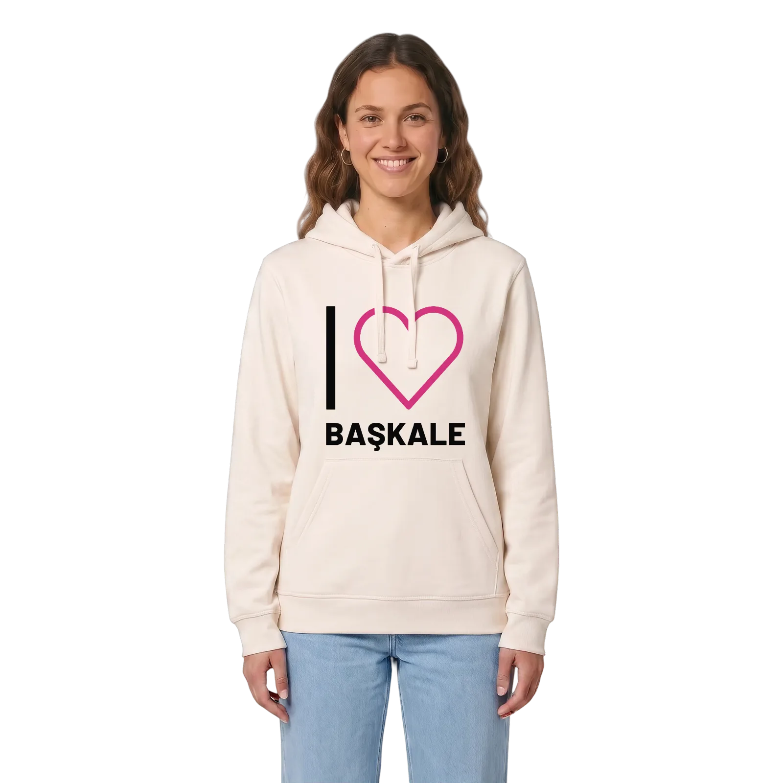 Jag älskar Başkale hoodie stort tryck – Vintage White, i miljö