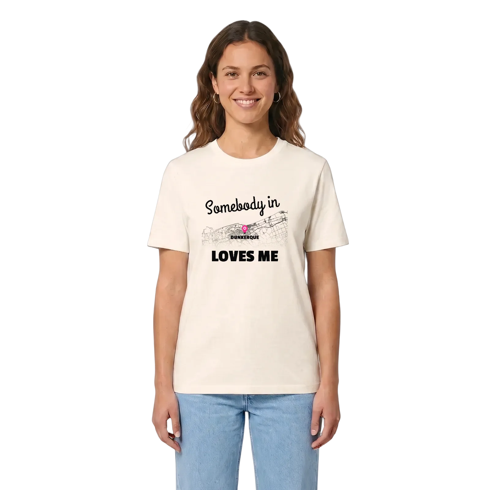 Någon i Dunkerque älskar mig t-shirt – Vintage White, i miljö
