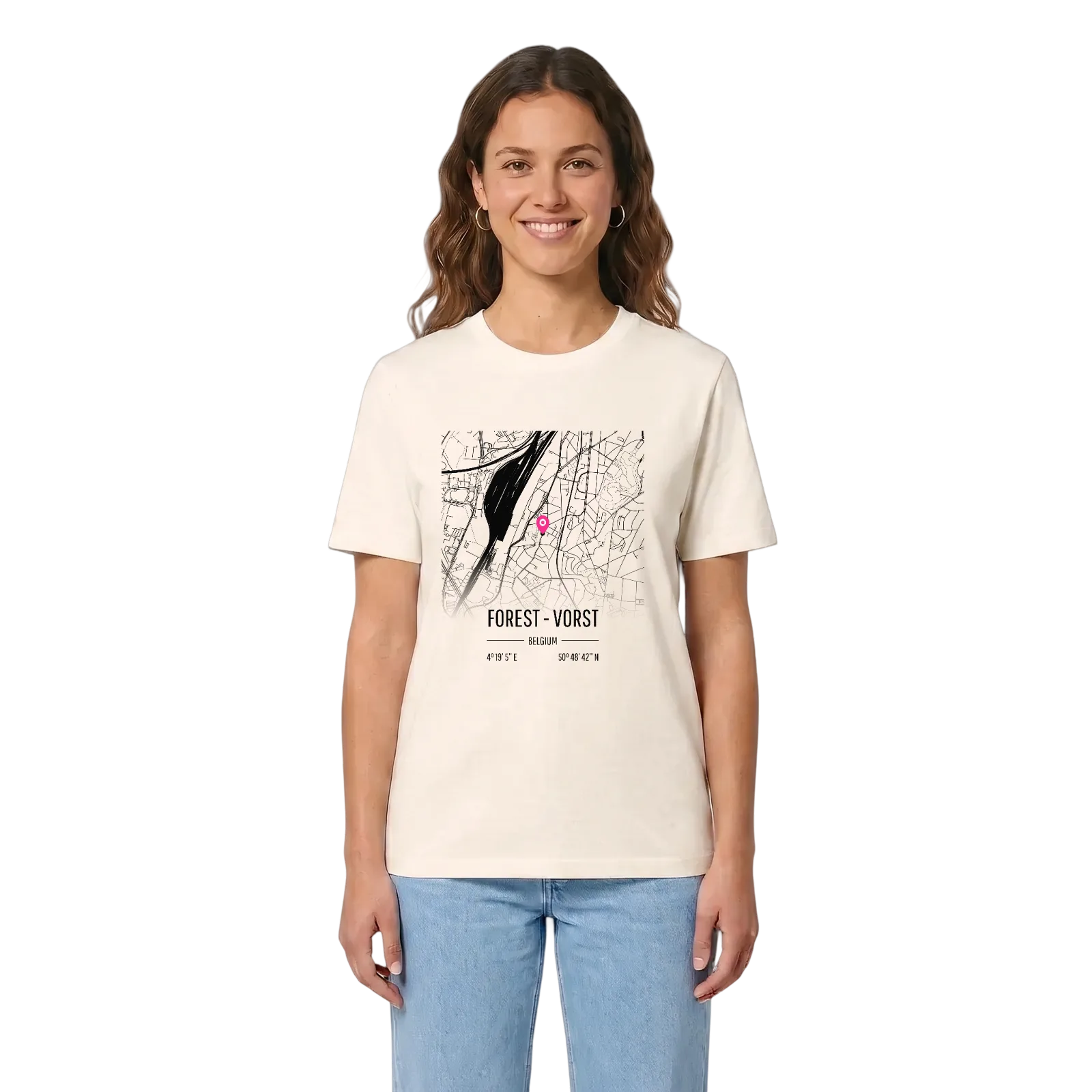 Forest - Vorst karta t-shirt – Vintage White, i miljö