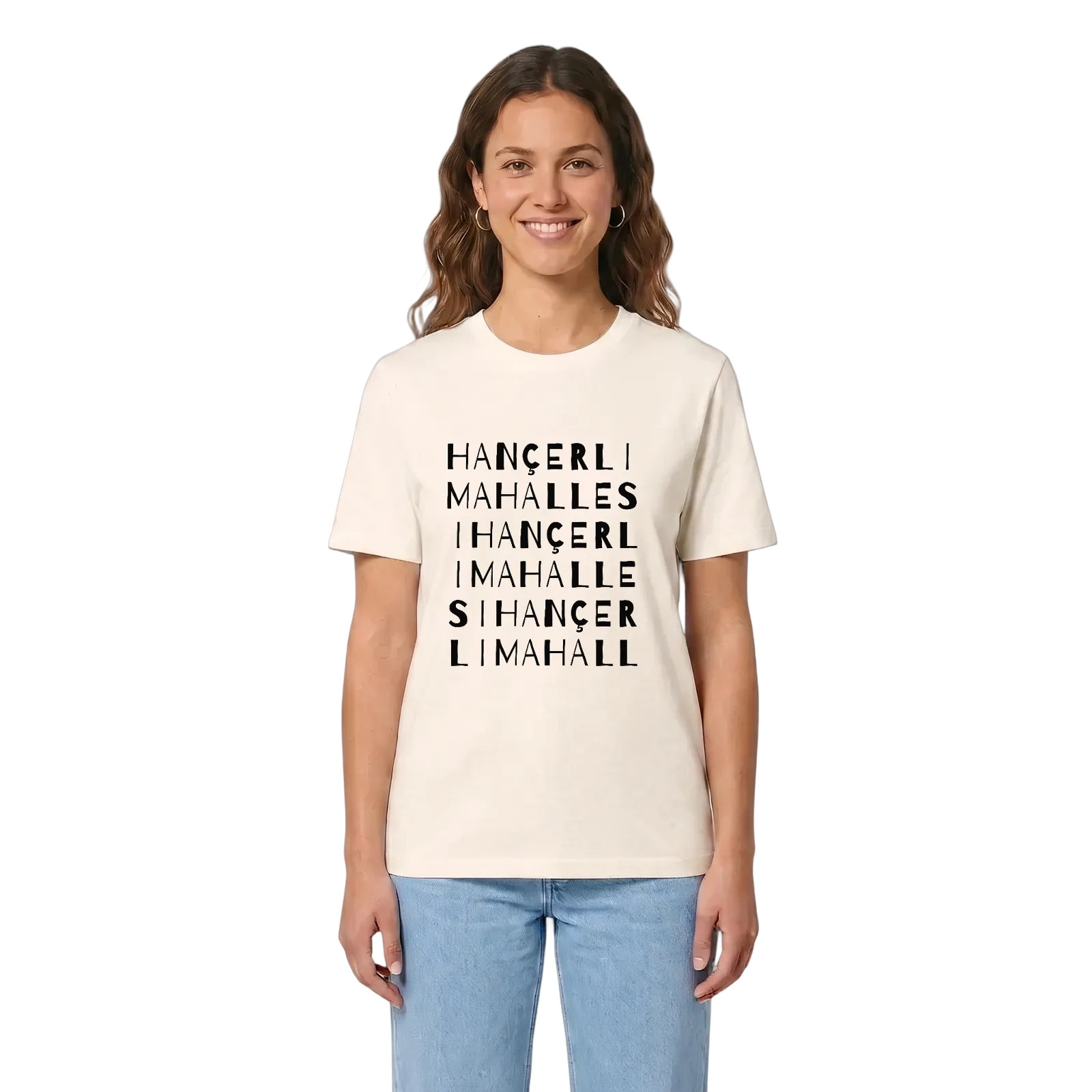 Hançerli Mahallesi ordlek t-shirt – Vintage White, i miljö