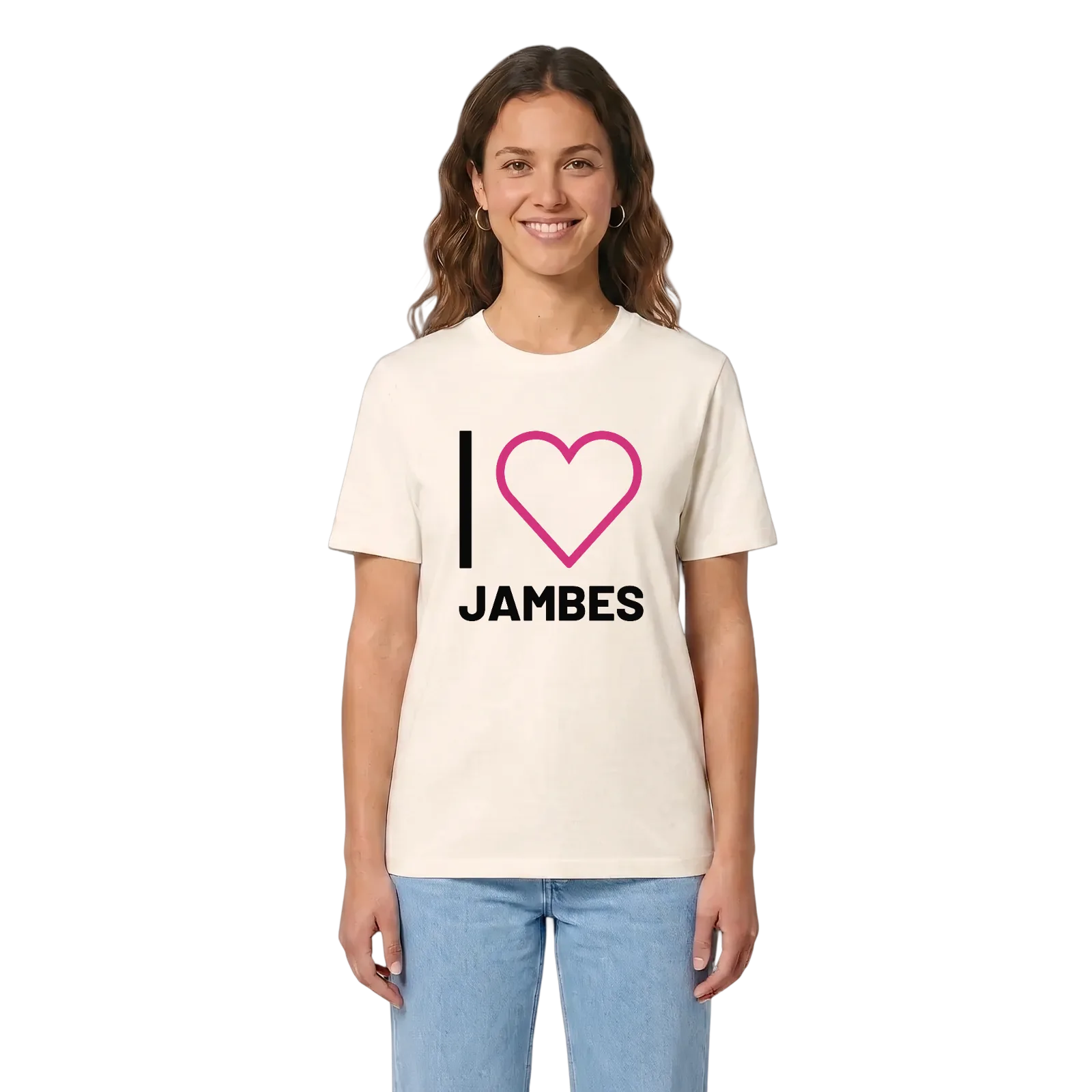 Jag älskar Jambes t-shirt stort tryck – Vintage White, i miljö
