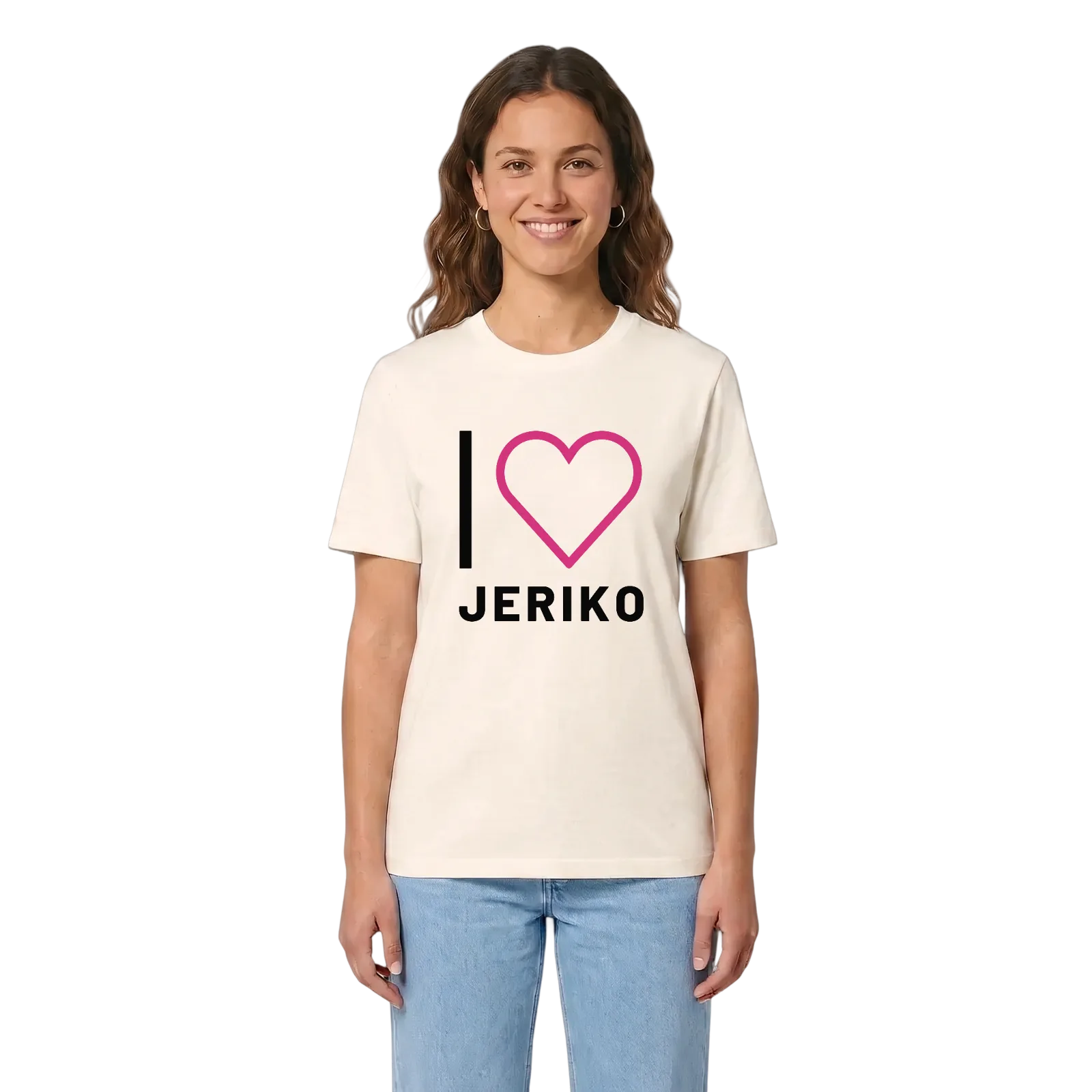 Jag älskar Jeriko t-shirt stort tryck – Vintage White, i miljö