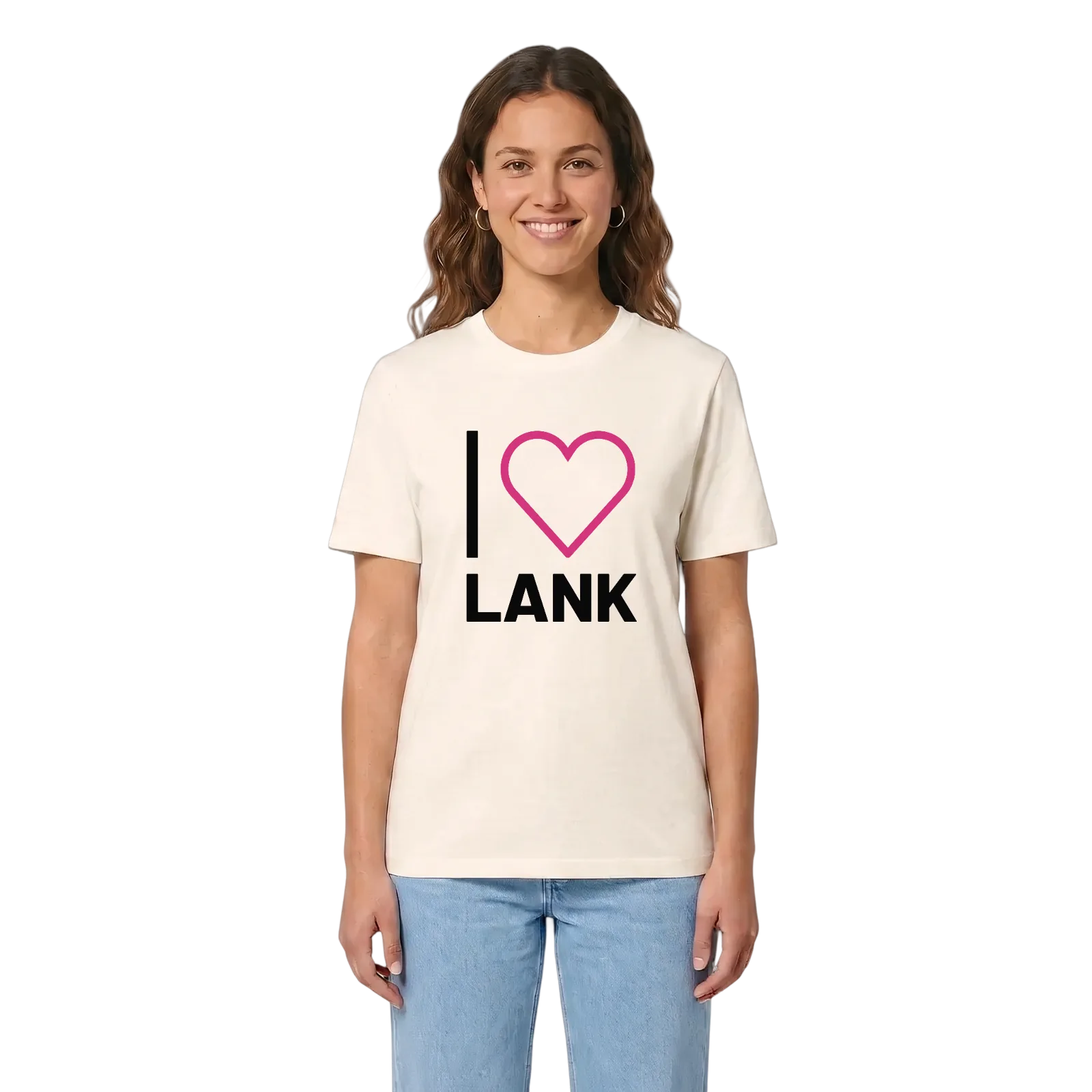 Jag älskar Lank t-shirt stort tryck – Vintage White, i miljö