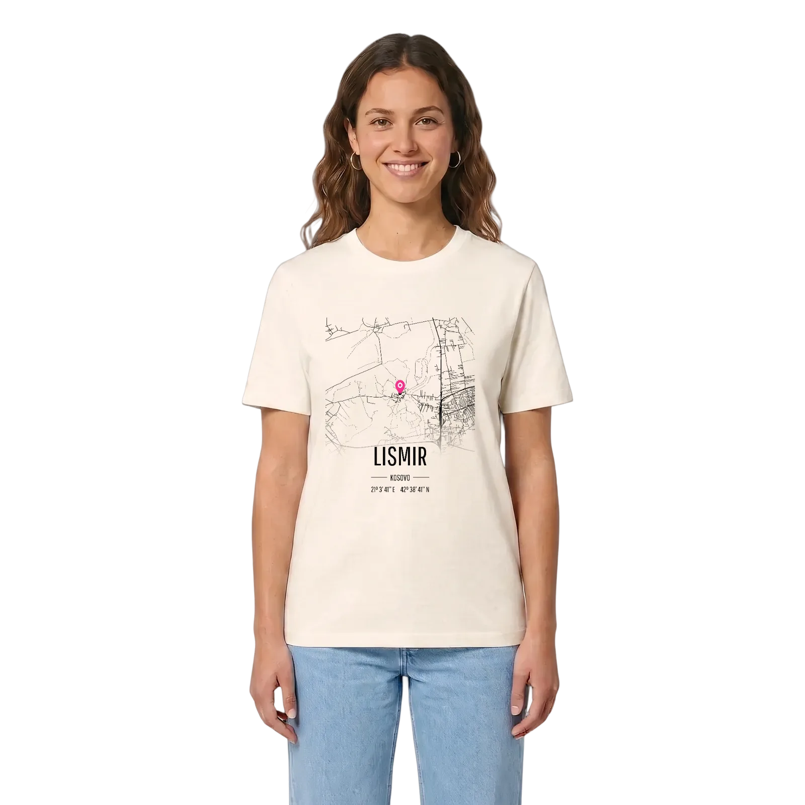 Lismir karta t-shirt – Vintage White, i miljö